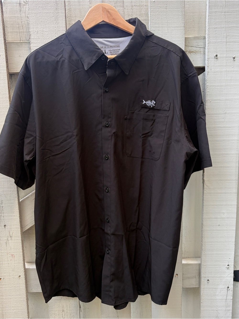 Bassdash Men's UPF 50+ Short Sleeve Fishing Shirt Black XL